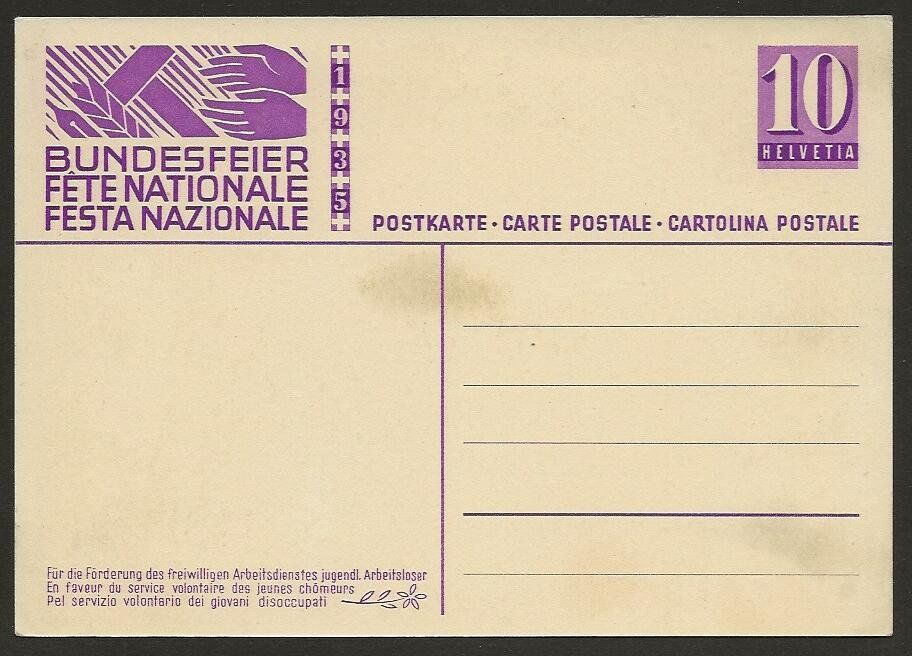 Tous les timbres: 1935  Bundesfeierkt. ungebraucht – D'occasion à Arlesheim par kuhnphila