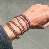 5x Armreifen Kupfer geflochten, neu