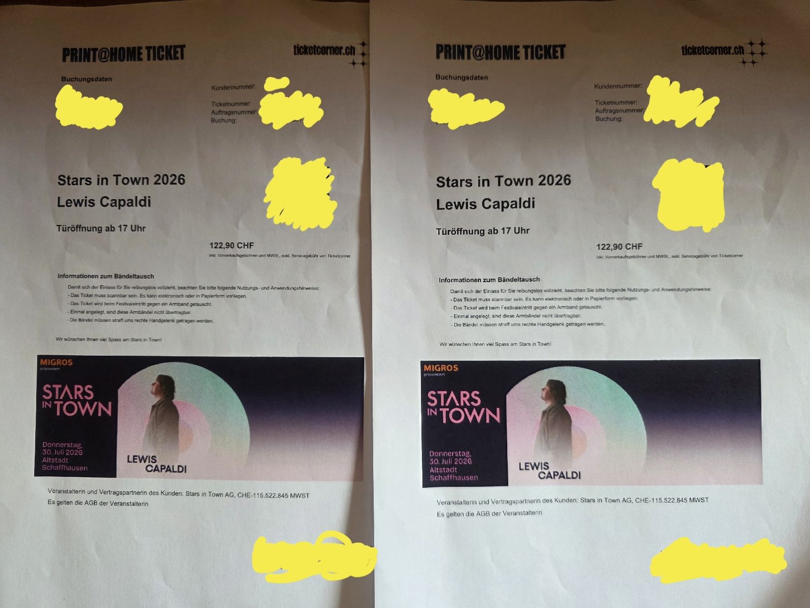 Biglietti: 2x Lewis Capaldi Tickets 30.7.2026 – Nuovo (secondo la descrizione) da Degersheim venduto da Amiro_Uranus88