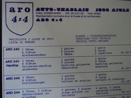 Prospekt Preisliste ARO 4x4 1980