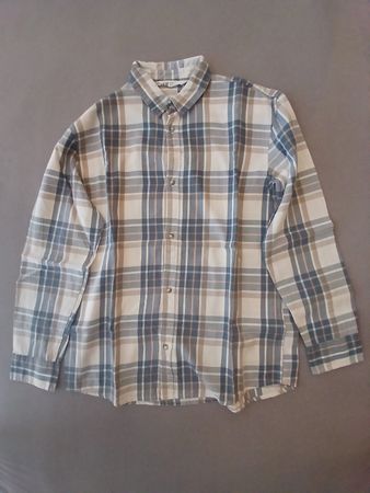 H&M Langarmhemd kariert blau beige Grösse 152