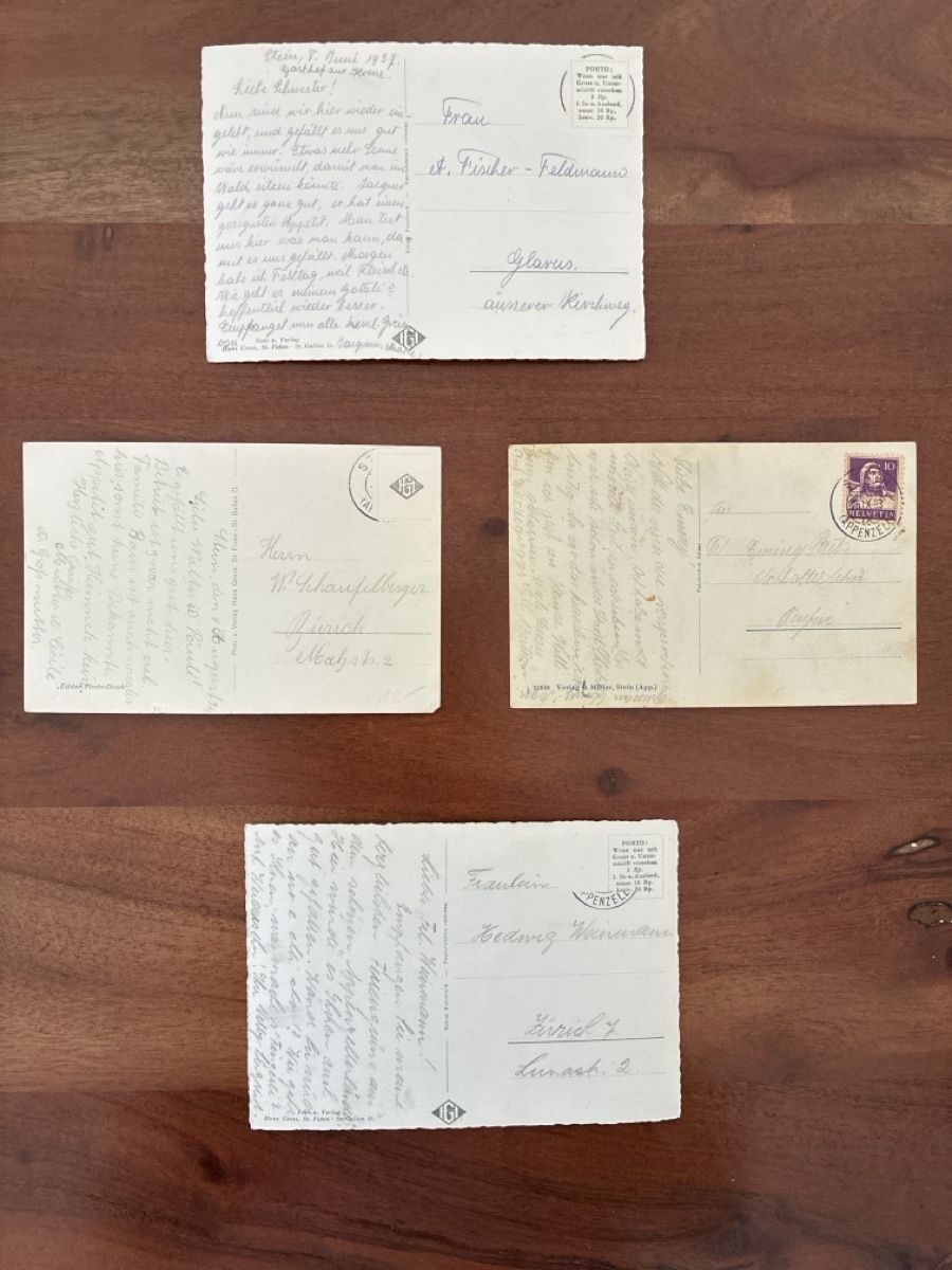 Cartoline postali: 4 Ansichtskarten Schweiz von Stein AP – Usato da Oftringen venduto da Cla.vD.74 1