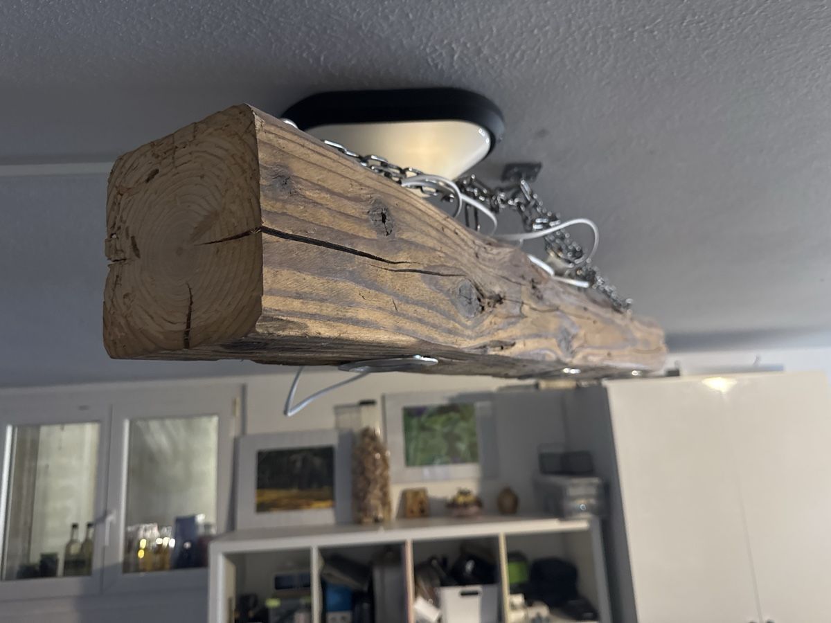 Kronleuchter & Deckenlampen: Deckenlampe Holz Balken mit 3 Spots Metall – Neu (gemäss Beschreibung) aus Muolen von Pelon1 3