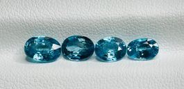 4 Natürliche Blaue Zirkone – 3.91 ct Edelstein Set ✨