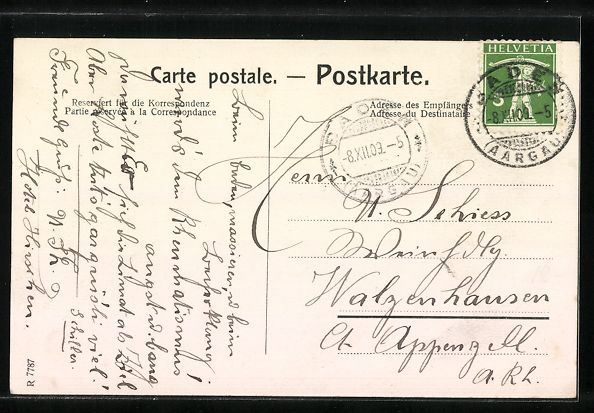 Cartoline postali: AK Baden, Partie an der Limmat, 1909 – Usato da Berlin venduto da bartko-reher 1