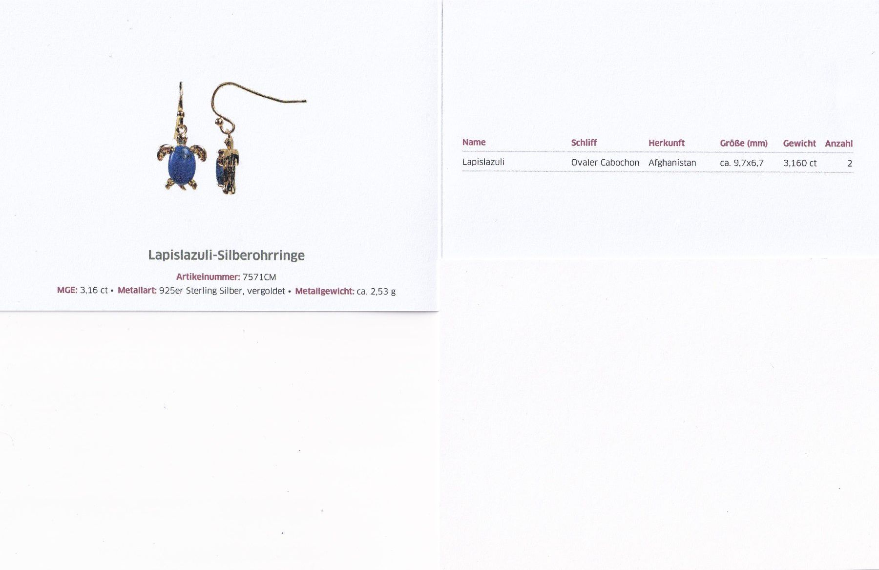 Orecchini pendenti & Orecchini a lobo: Echtschmuck: Lapislazuli Silberohrhänger, vergoldet – Nuovo (secondo la descrizione) da Zuchwil venduto da maumauchi 1
