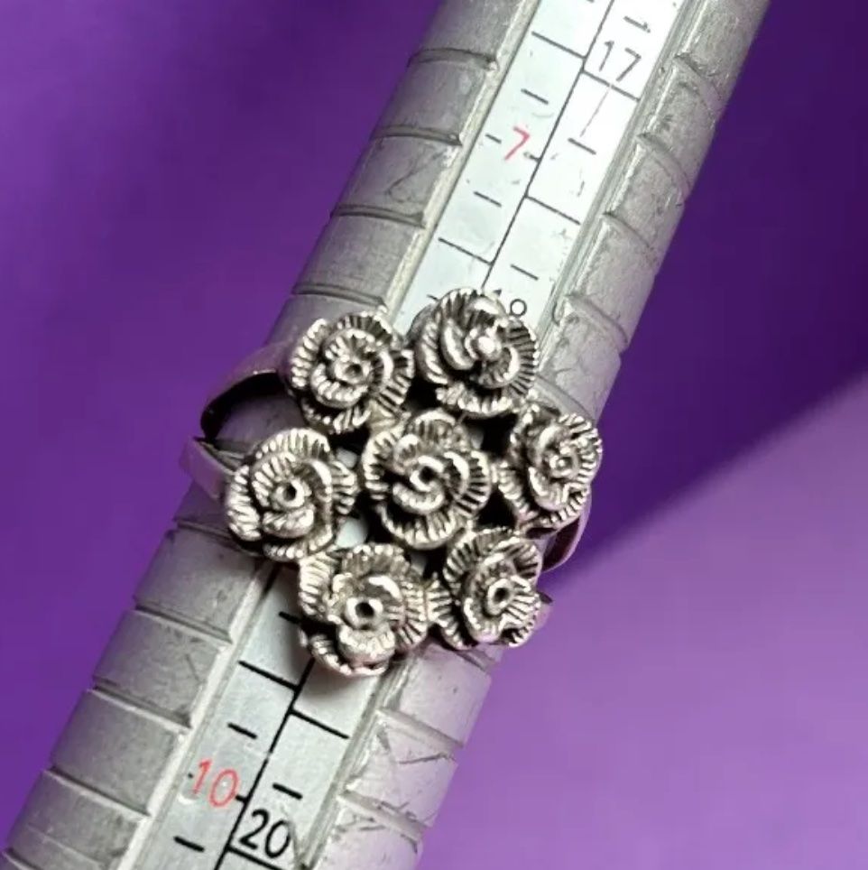 Anelli: Silberring 925 Blumenmuster Grösse 59 Vintage – Usato da Dittingen venduto da Bijoubelle 3