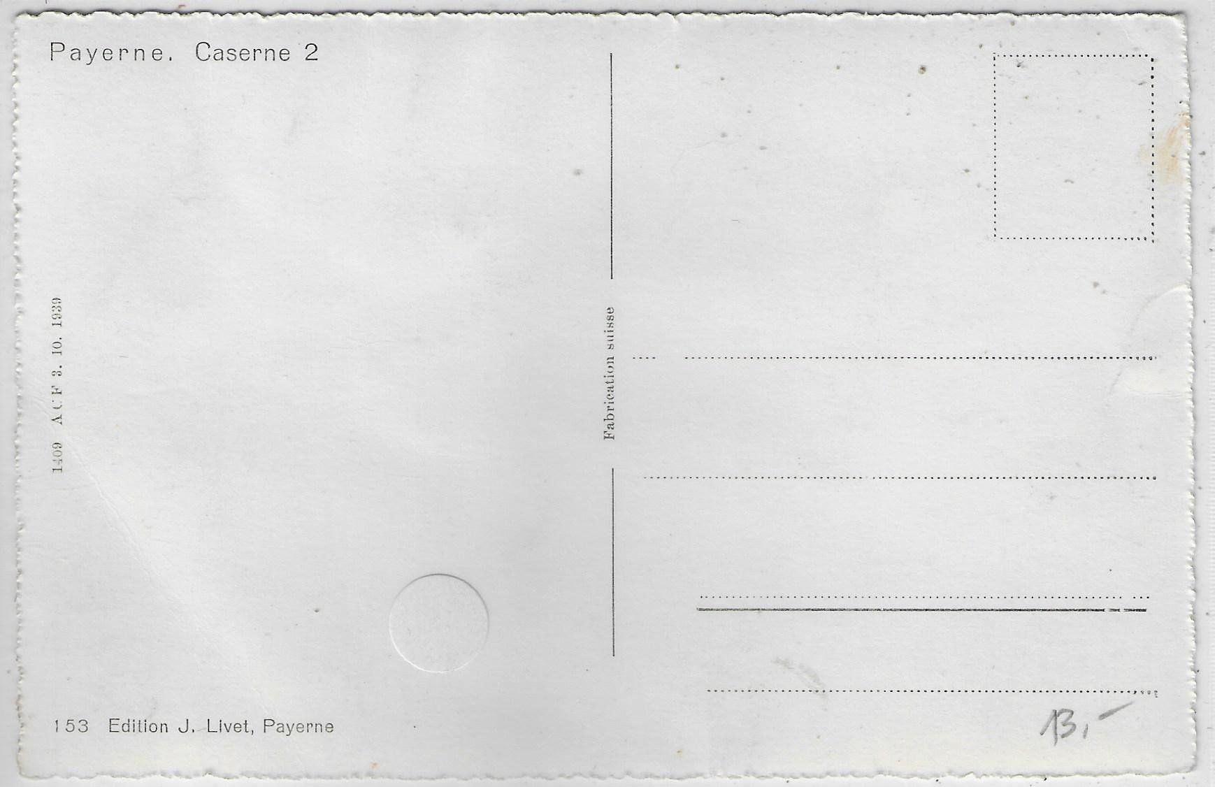 Cartoline postali: Payerne - Caserne 2 – Usato da Ettingen venduto da Kartenplanet 1