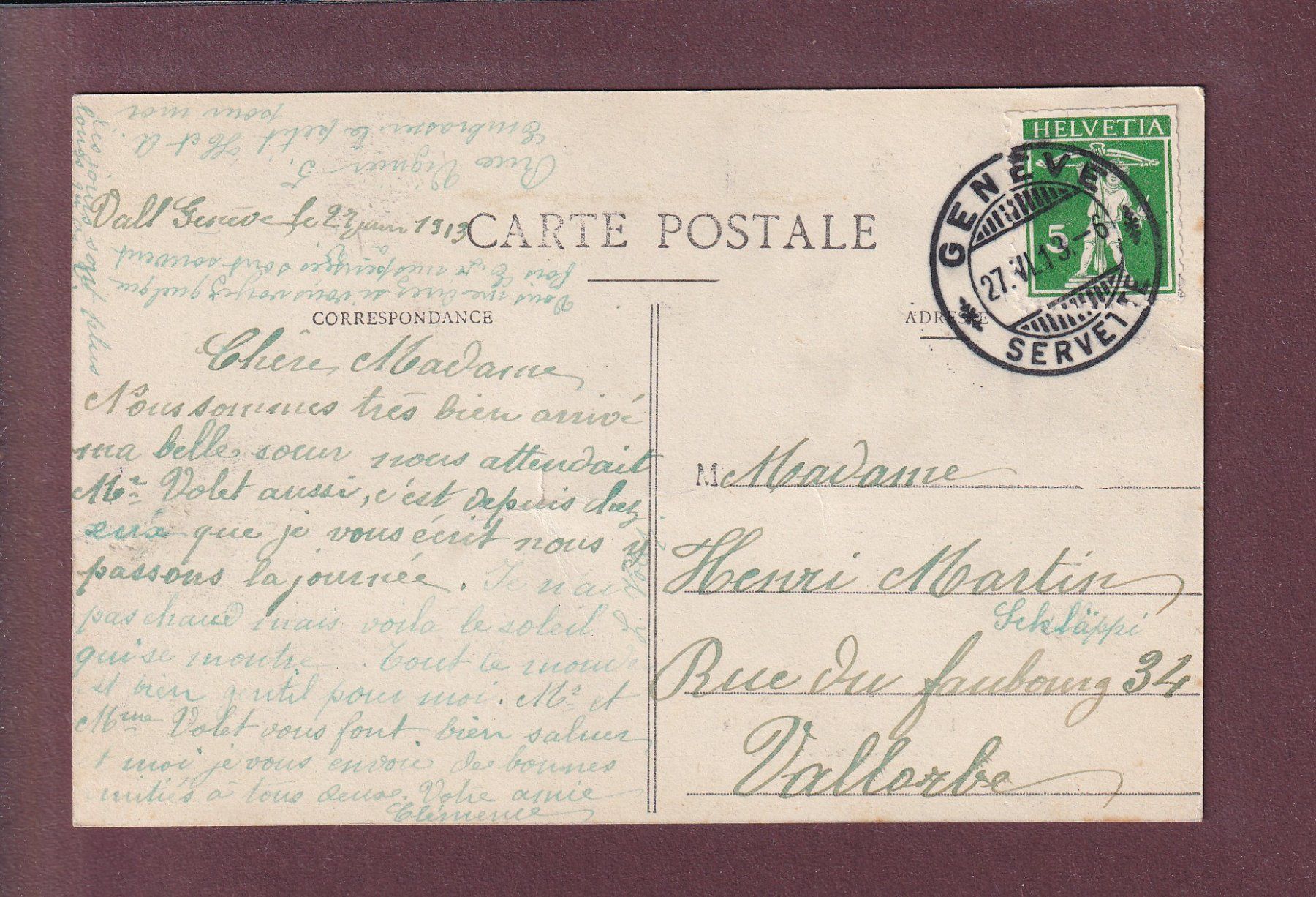 Cartoline postali: GENEVE - Place du Molard - Tram - 1913 – Usato da Pully venduto da nicecards 1