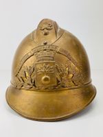 Französischer Feuerwehrhelm Pont en Royans, Messing, 19. Jh.