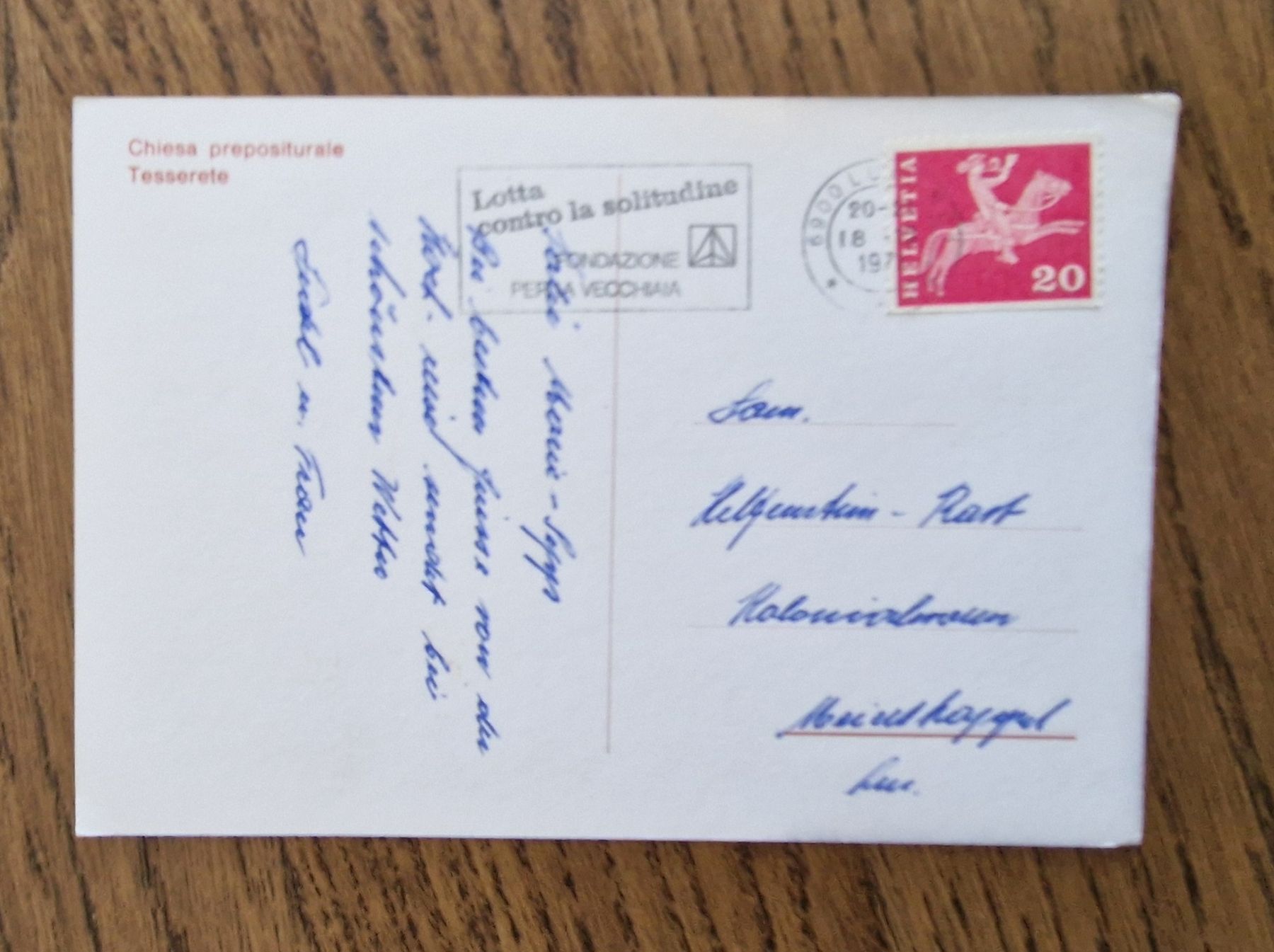 Cartoline postali: Chiesa prepositurale, Teserete 1971 – Usato da Ebikon venduto da Donar50 1