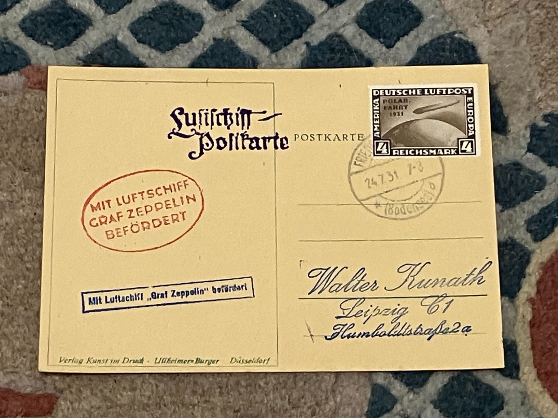 Alle Briefmarken: Luftschiff Postkarte Graf Zeppelin – Gebraucht aus Koblenz von mar_c2pj