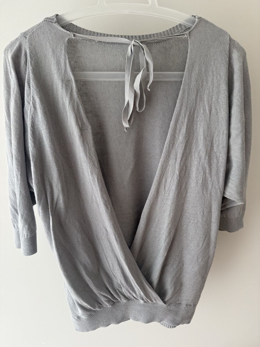 Zara Maglioni & Felpe: Grauer Damen Pullover mit Rückenausschnitt und Bindeband – Usato da Richterswil venduto da KAYLEIGH_77 1