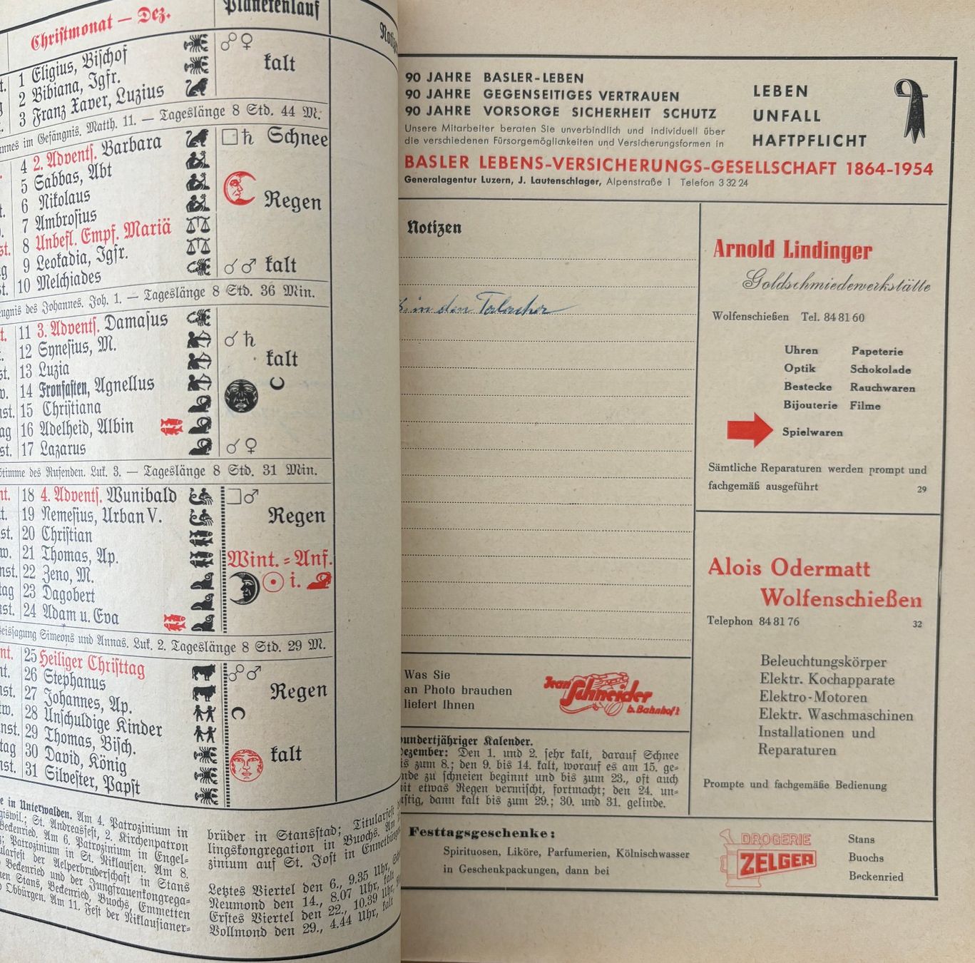 Libri: NIdwaldner Kalender 1955 – Usato da Sarnen venduto da Livres 4