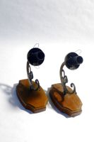 2x Pseudo - Antike Wandleuchter, Holz & Metall, um 1980