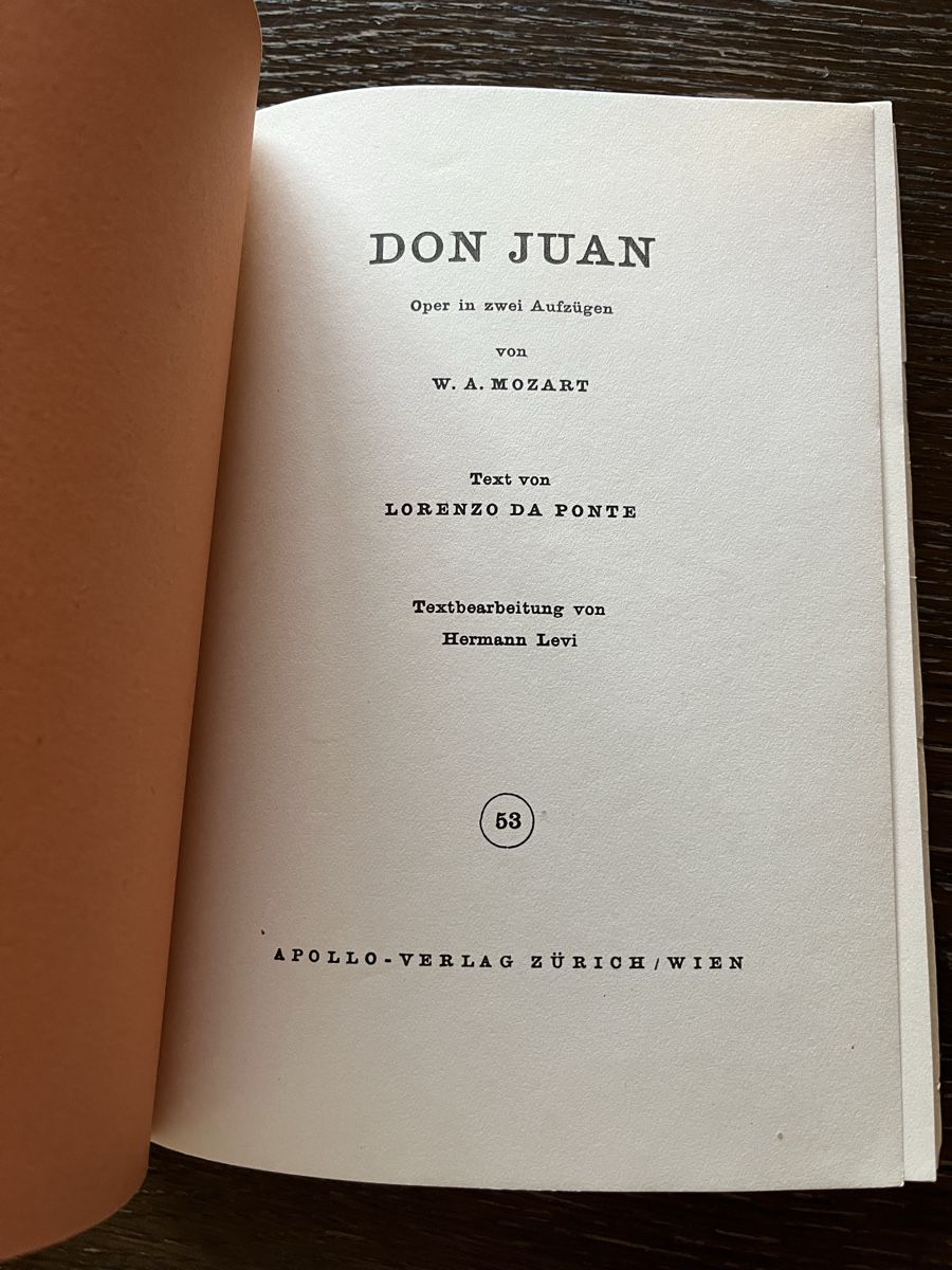 Bücher: Don Juan Oper W.A. Mozart, Textbuch 53 – Gebraucht aus Winterthur von Mmagu 1
