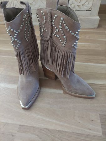 Cowboystiefel Wildleder beige Gr. 35 mit Fransen Top!