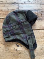 PS Paul Smith Trapper Hat Green Plaid Wool Lined