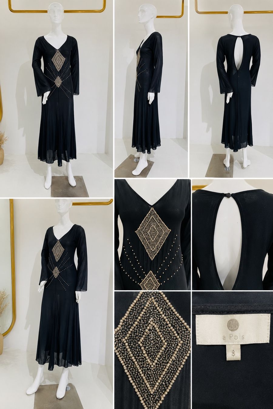 Robes: Hand-Embellished • Silk-Georgette • Elegant Open Back – D'occasion à Zürich par Curated.Chapters 6