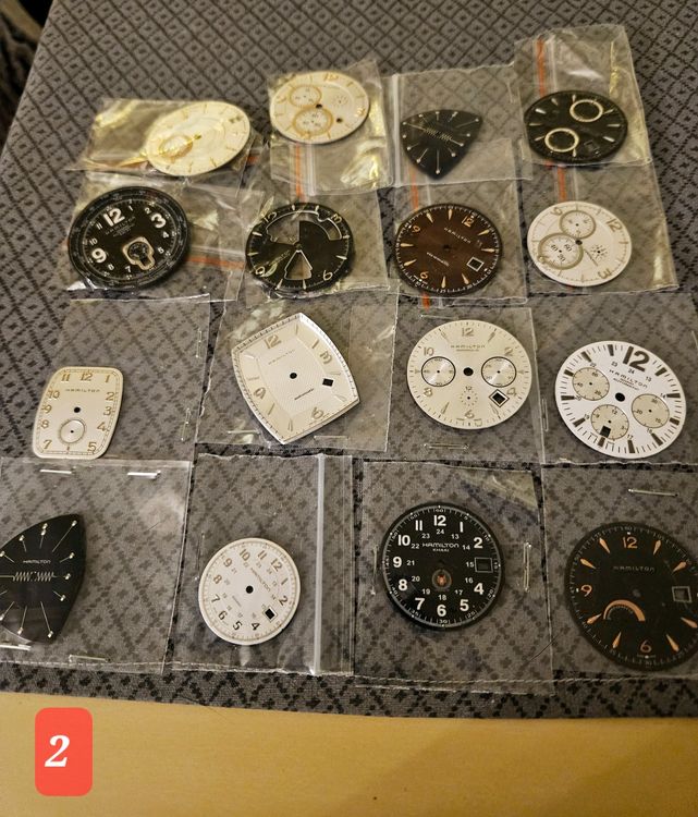 Lot De 7 Cadrans De Montre Plats Noirs - Compatibles Calibre Peseux 7001, Siglés Venus