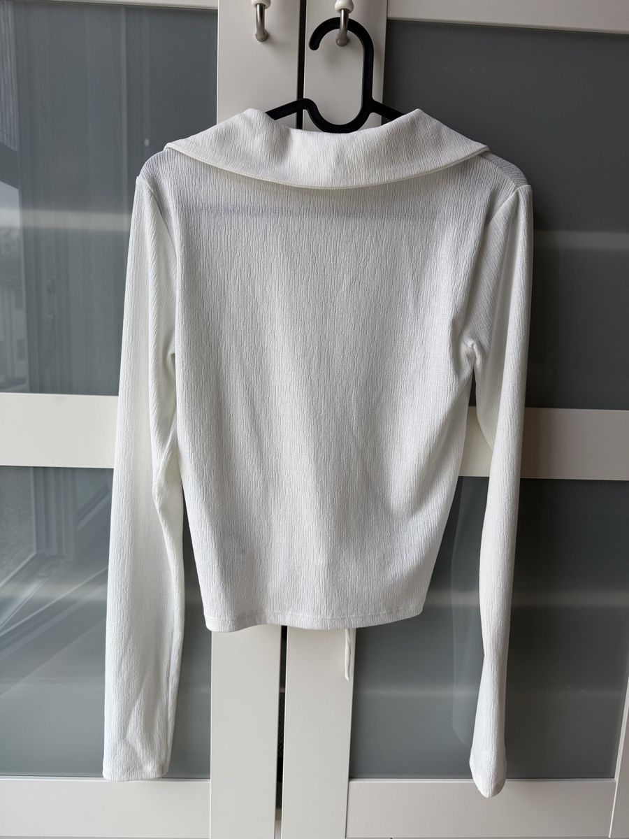 Blusen: Gina Tricot White Collared Cinched Top - Long Sleeve - Size – Gebraucht aus Alchenflüh von panmae8 1