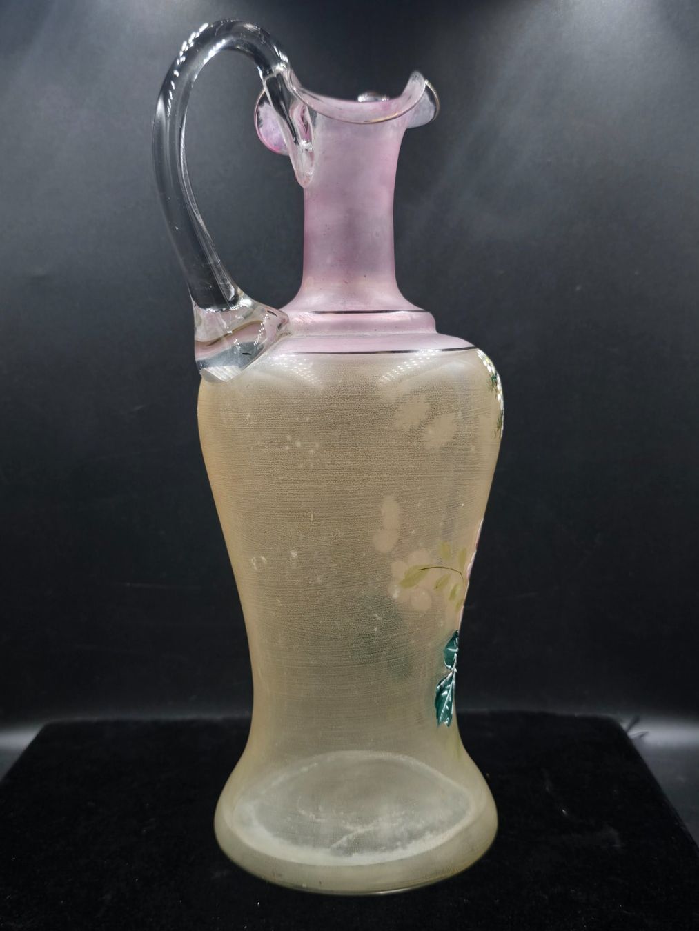 Caraffe: Karaffe aus satiniertem Glas mit Emaille Bemalung – Usato da Rorschacherberg venduto da snOOpydOg11 4