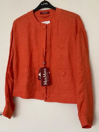 MAX MARA 100% Leinen Jacke Gr 44 Orange NEU Etikett NP 480