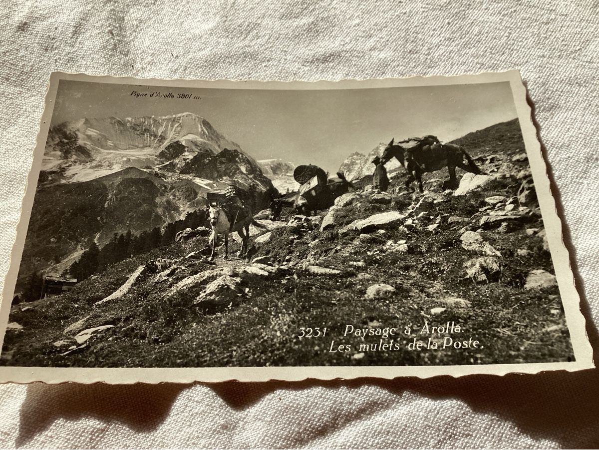 Cartes postales: Arolla les mulets de la poste – D'occasion à Luc (Ayent) par Rebouille