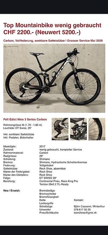 Velos: FELT EDICT NINE, Fully, Carbon – Gebraucht aus Winterthur von bjorn_2_ride 4