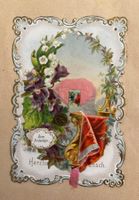 Poesiebild 3D Litho farbig 1909, Blumen Kinder Veilchen
