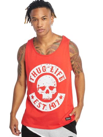 THUG LIFE Est 187 Herren Tank Top Muskel Shirt Rot Gym S NEU