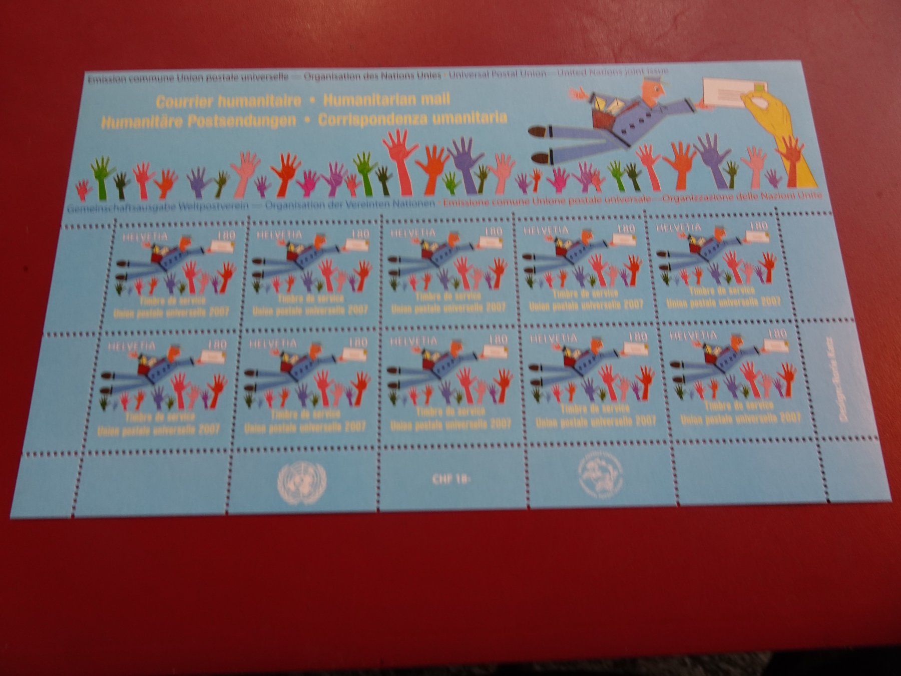 Tous les timbres: 2007, KLEINBOGEN POSTFRISCH UNION POSTALE – Neuf (Voir description) à Eschenbach SG par eDaisy