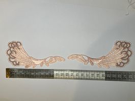 Applik echte St. Galler Spitze lachsrosa/beige 1 Paar