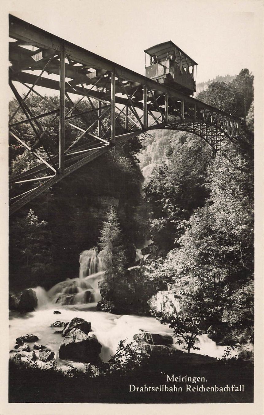 Cartoline postali: Meiringen Drahtseilbahn reichenbachfall Brücke – Usato da Biasca venduto da Blenio71