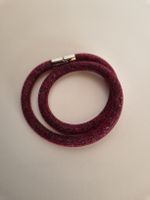 Collier torsadé bordeaux avec fermoir argenté longueur 40 cm