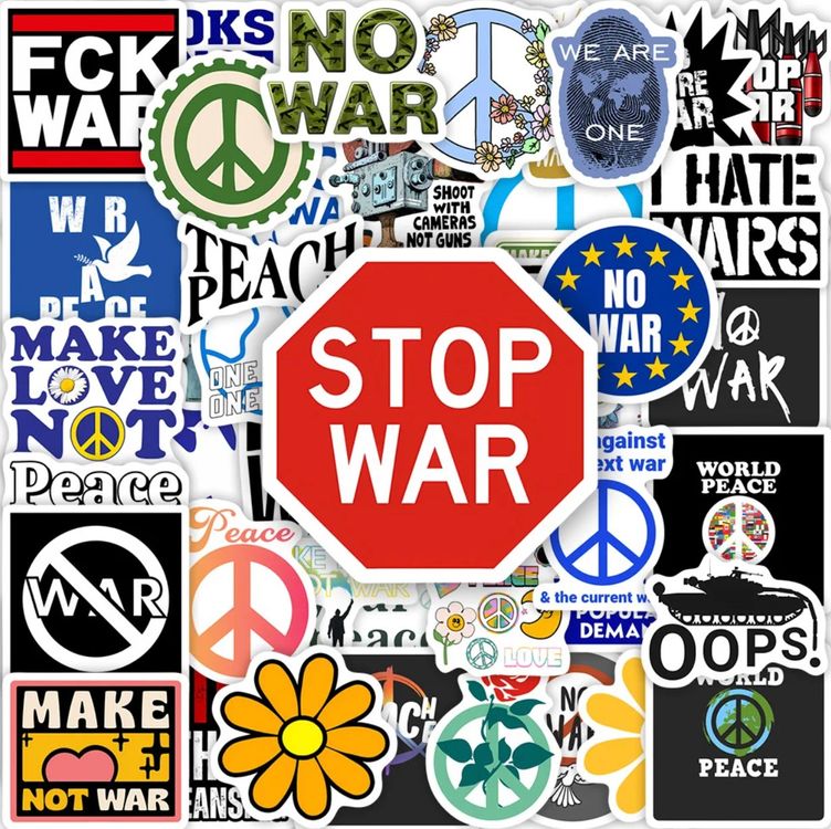50 Stk. Sticker Aufkleber - Anti-Krieg STOP WAR | Kaufen auf Ricardo