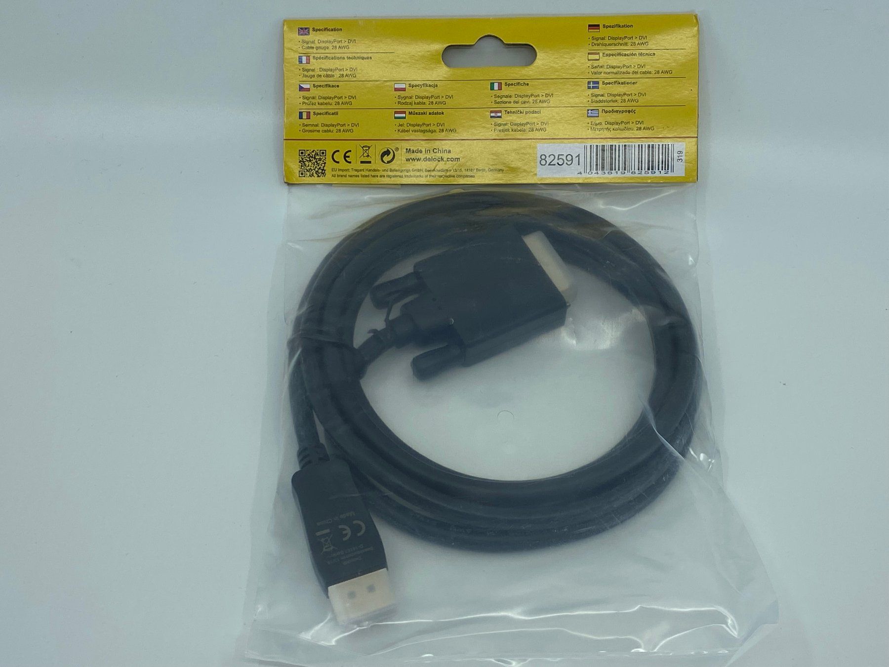 Cavi: Delock DisplayPort auf DVI Kabel, 2m, No 82591 – Nuovo e nell'imballaggio originale da Langwiesen venduto da Restposten-24 2