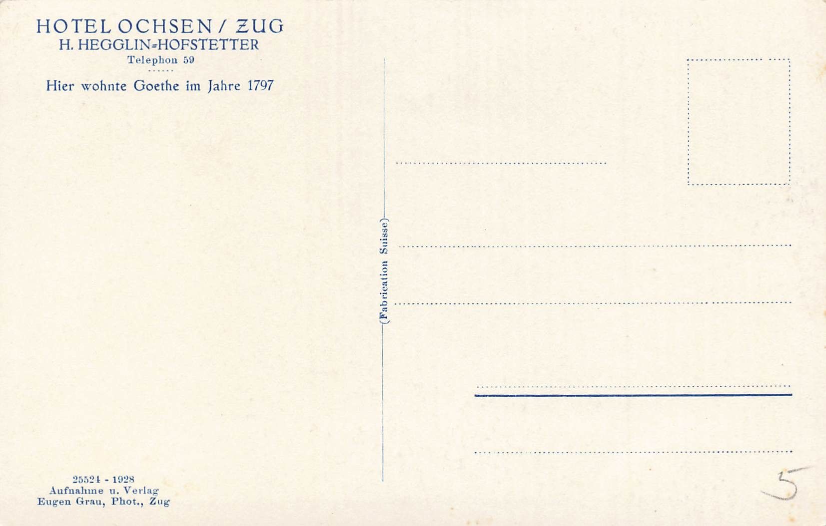 Cartoline postali: Zug hotel – Usato da Biasca venduto da Blenio71 1