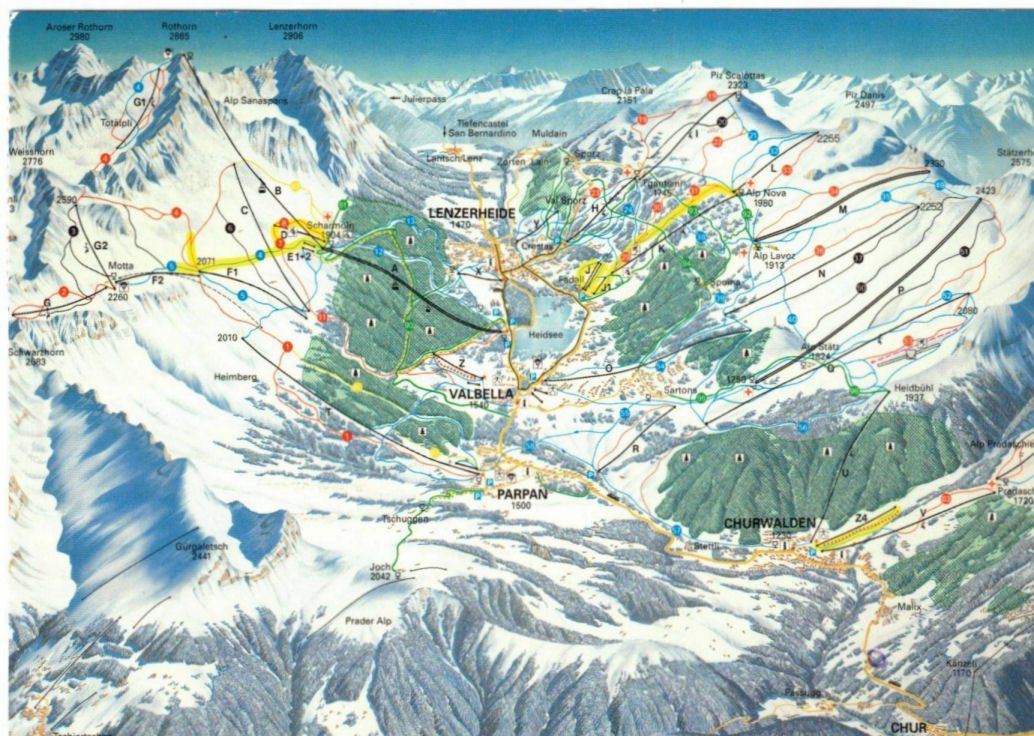 Ansichtskarten: Lenzerheide - Pistenplan – Gebraucht aus Binningen von Mountainrider