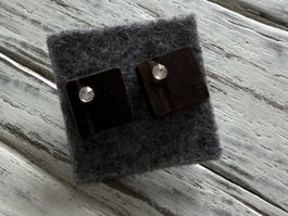 Holz-Ohrstecker mit Steinchen