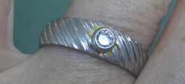 Ring 800 Silber mit synthetischem Steinchen vor 1988