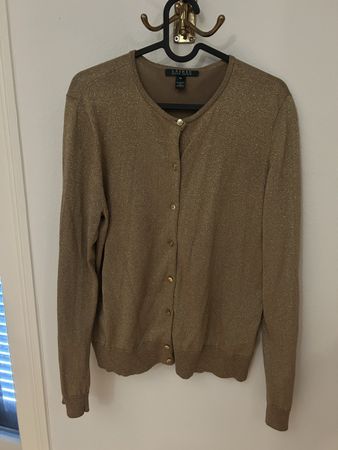 Lauren Ralph Lauren Strickjacke Gold-Glitzer, XL