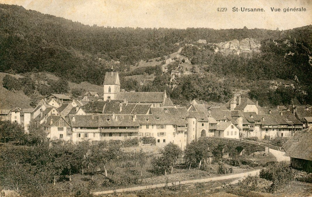 Cartoline postali: St. Ursanne   JU   -   Vue générale – Usato da Brig venduto da Valcards54