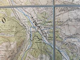 SWISSTOPO Karte Engadin St.Moritz Samedan Bernina, 1950, rar