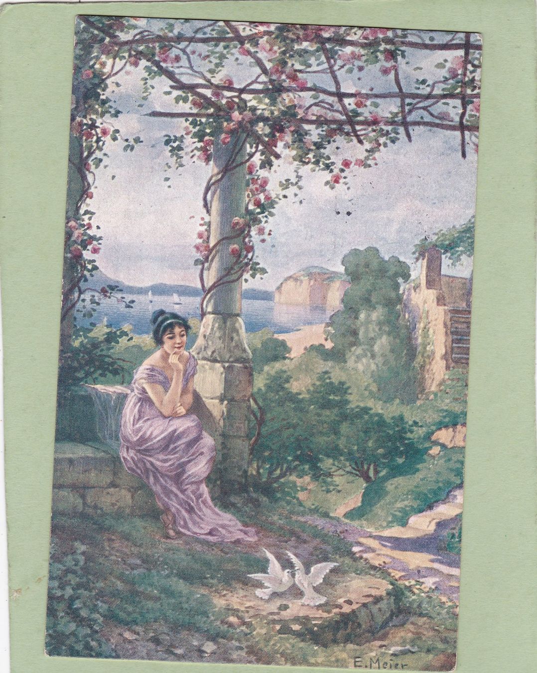 Cartoline postali: Kitsch Kunst Lecon d' Amour  E. Meier 1923 – Usato da Herisau venduto da Lisegrat2008
