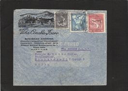 Flugbrief via CONDOR ,  Chile - Richterswil ZH , 12.8.1941,