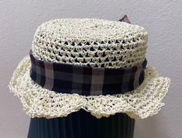 Stroh Hut. Beige/weiss Neu