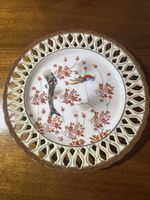 Assiette décorative motif oiseau et fleurs
