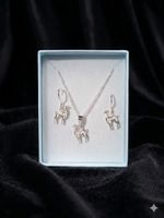 Silber-Schmuck-Set Lama Anhänger Kette Ohrringe Modeschmuck