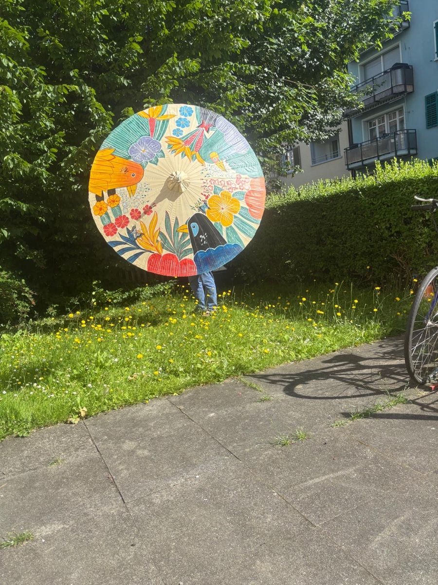 Ombrelloni: Wunderschöner, handbemalter Sonnenschirm – Usato da Zürich venduto da ann_9fv5